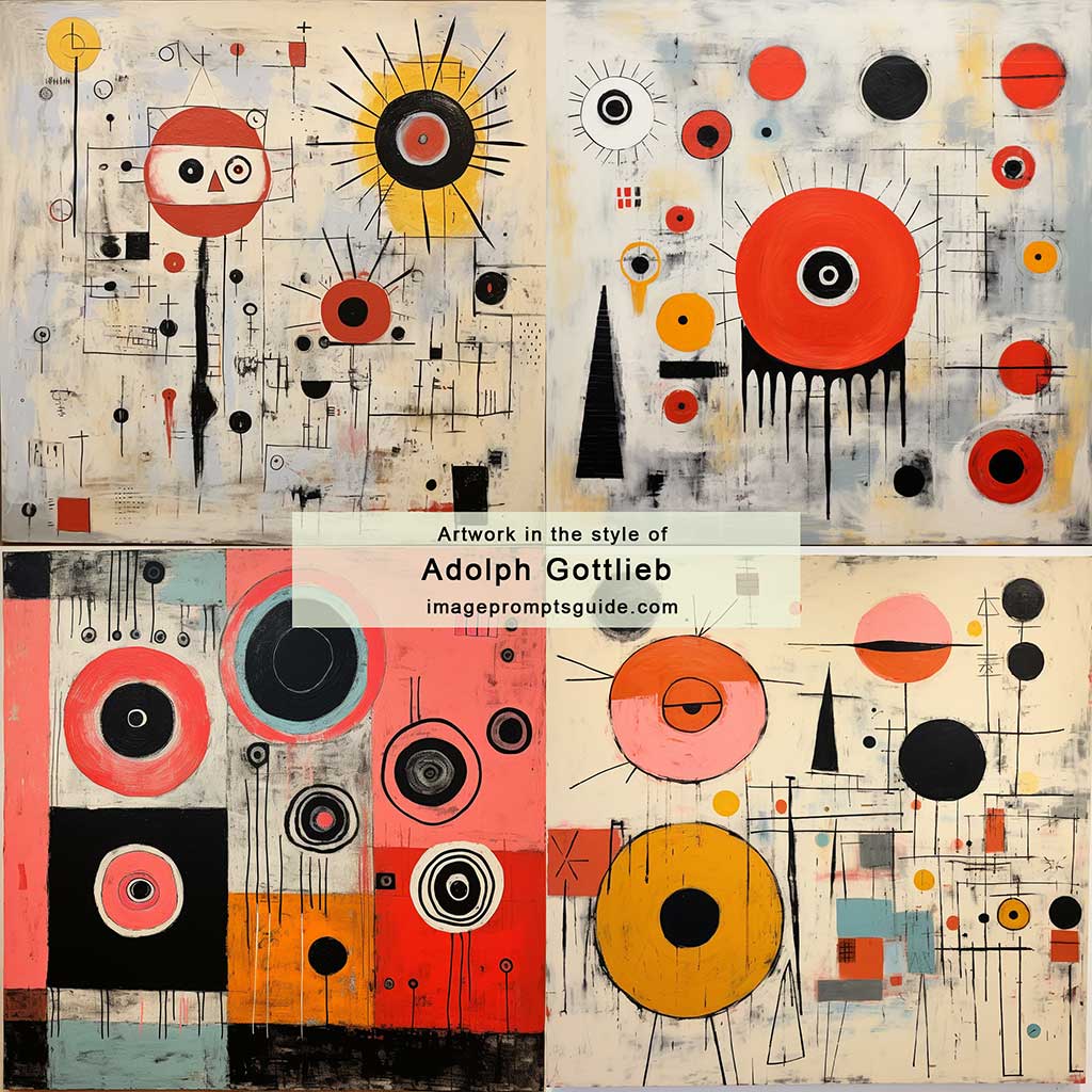 Artwork in the style of Adolph Gottlieb (Midjourney v5.2)