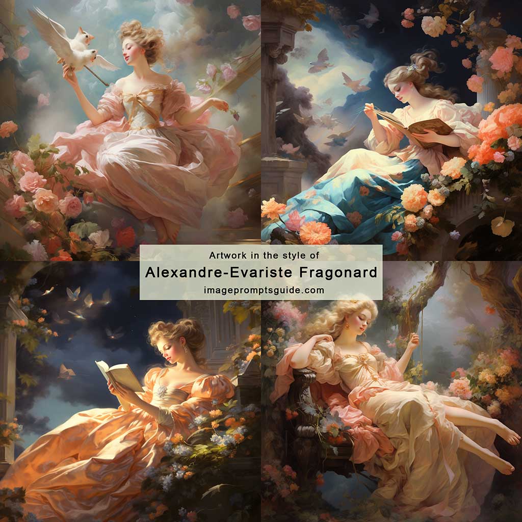 Artwork in the style of Alexandre-Evariste Fragonard (Midjourney V5.2)