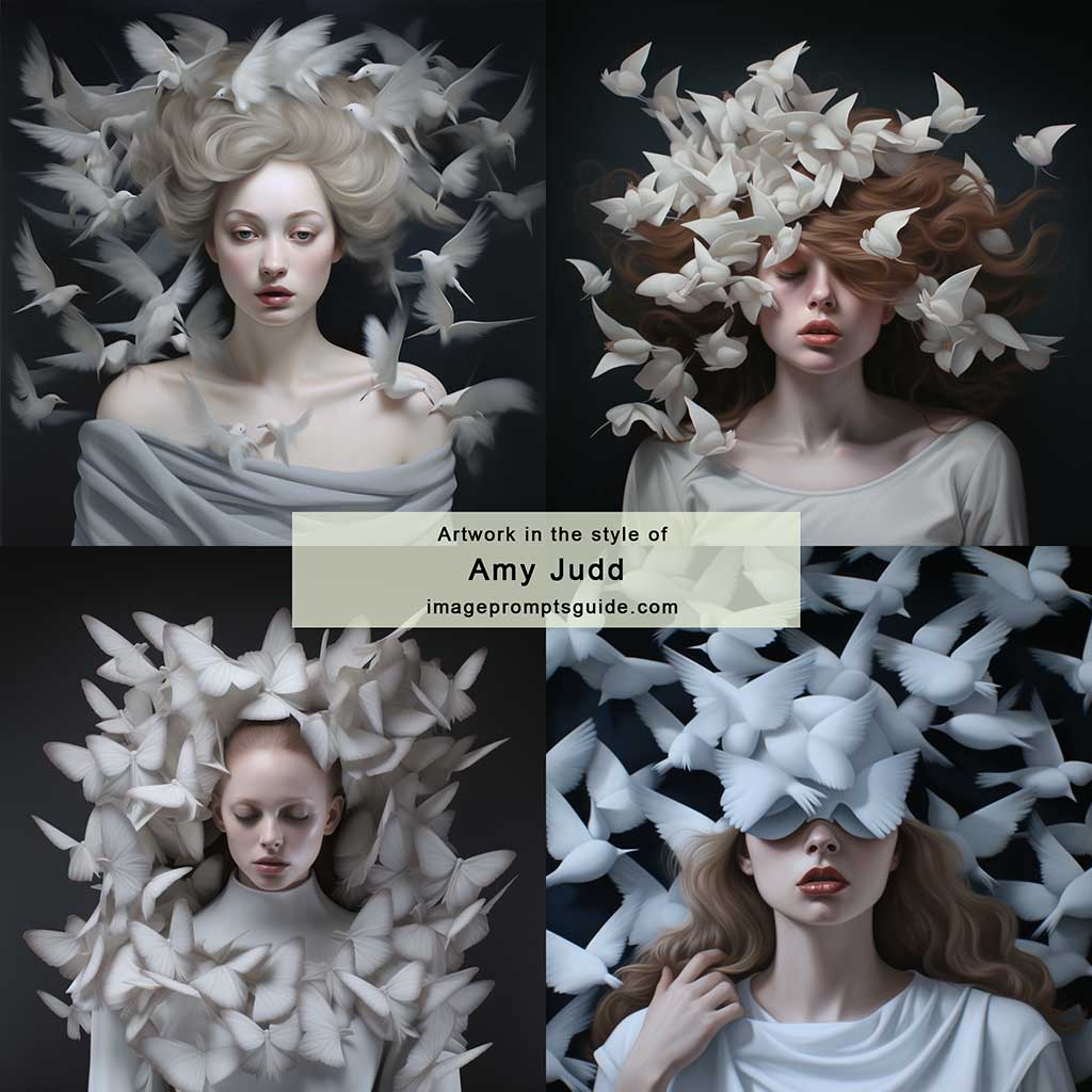 Artwork in the style of Amy Judd (Midjourney v5.2)