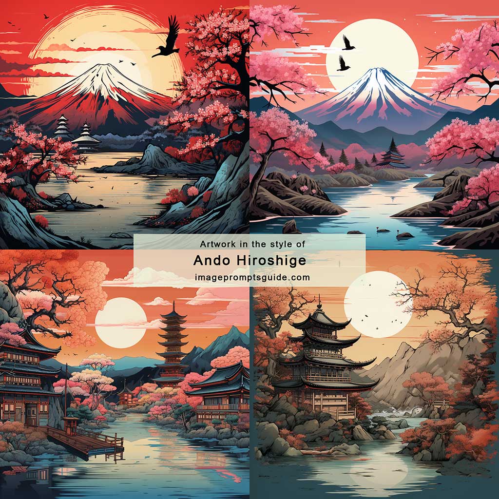 Artwork in the style of Ando Hiroshige (Midjourney v5.2)