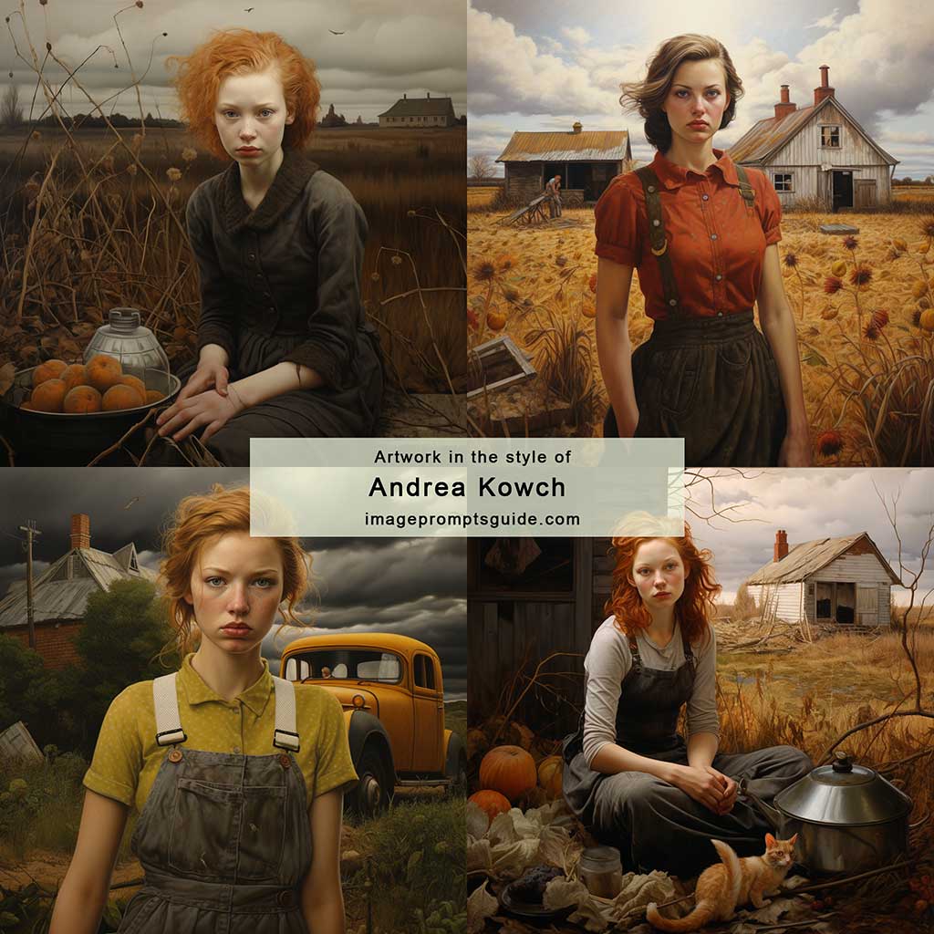 Artwork in the style of Andrea Kowch (Midjourney v5.2)