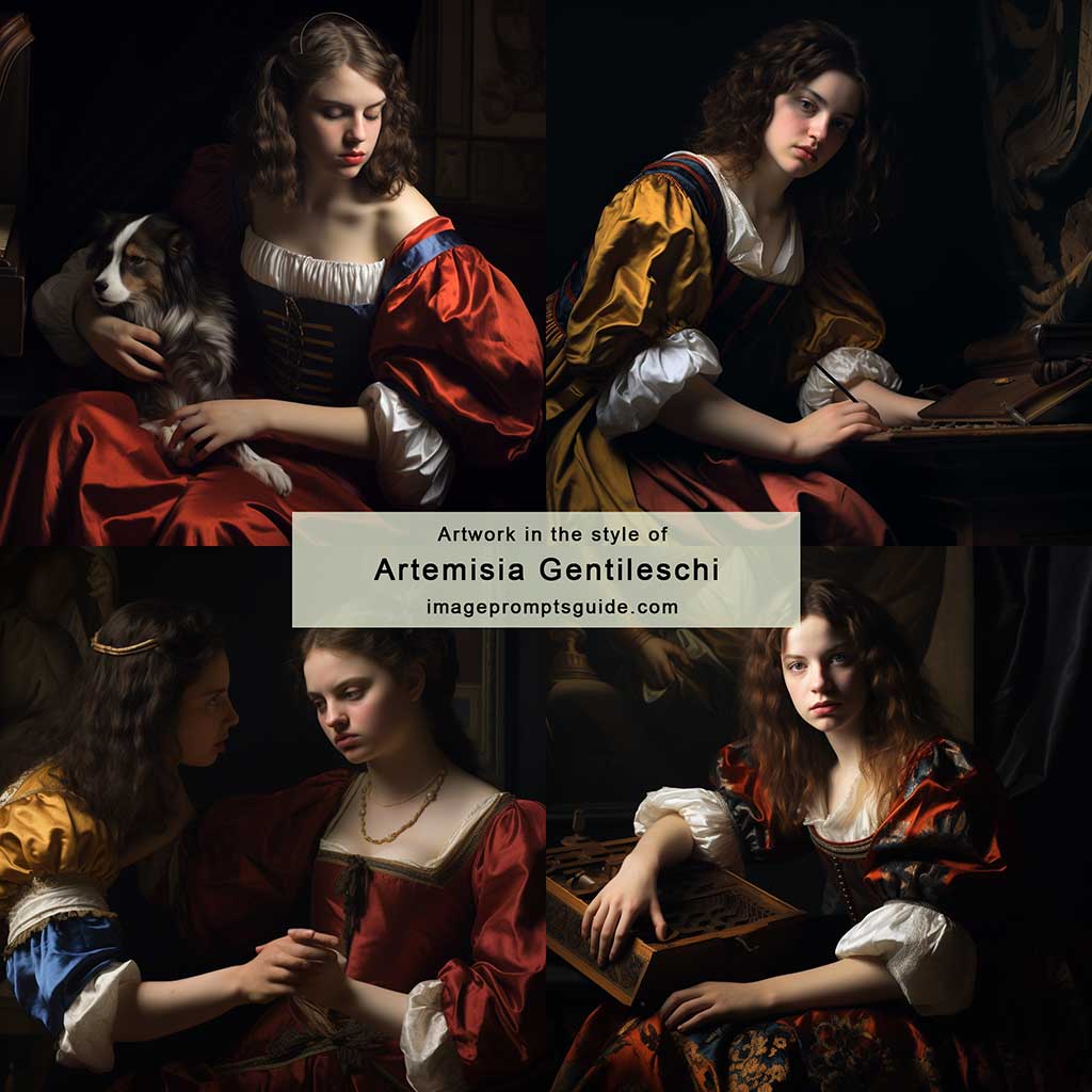 Artwork in the style of Artemisia Gentileschi  (Midjourney V5.2)