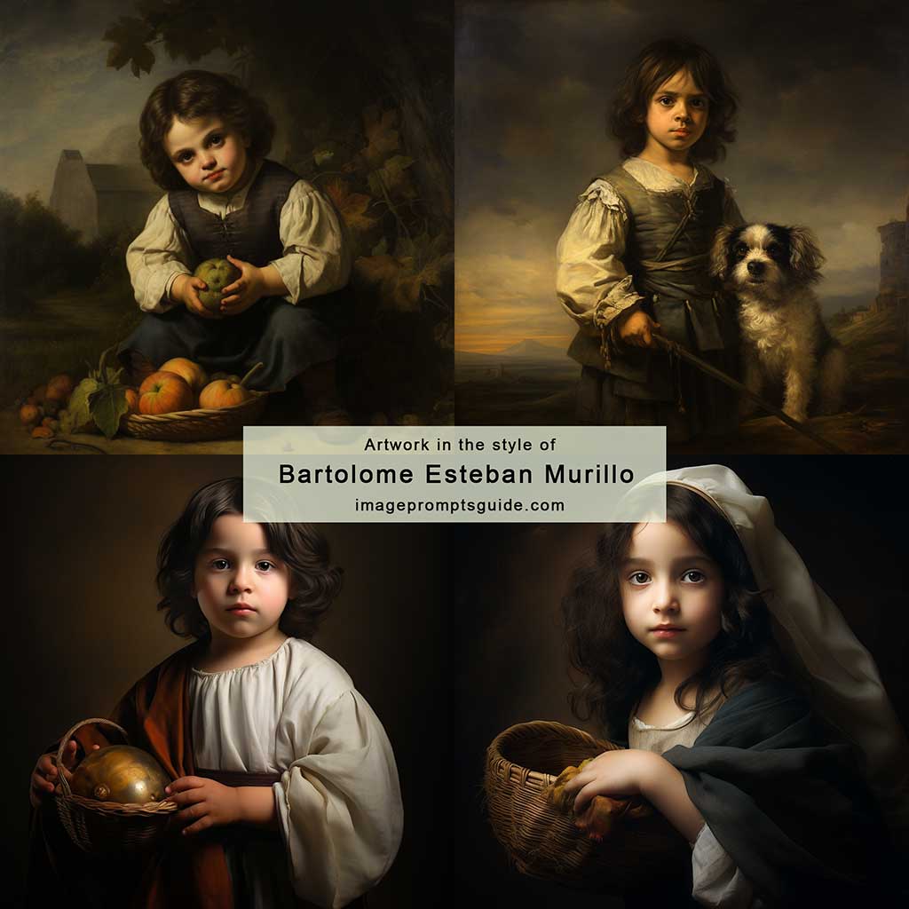 Artwork in the style of Bartolome Esteban Murillo (Midjourney v5.2)