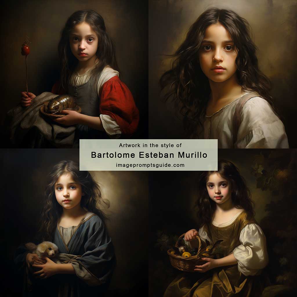 Artwork in the style of Bartolome Esteban Murillo (Midjourney v5.2)