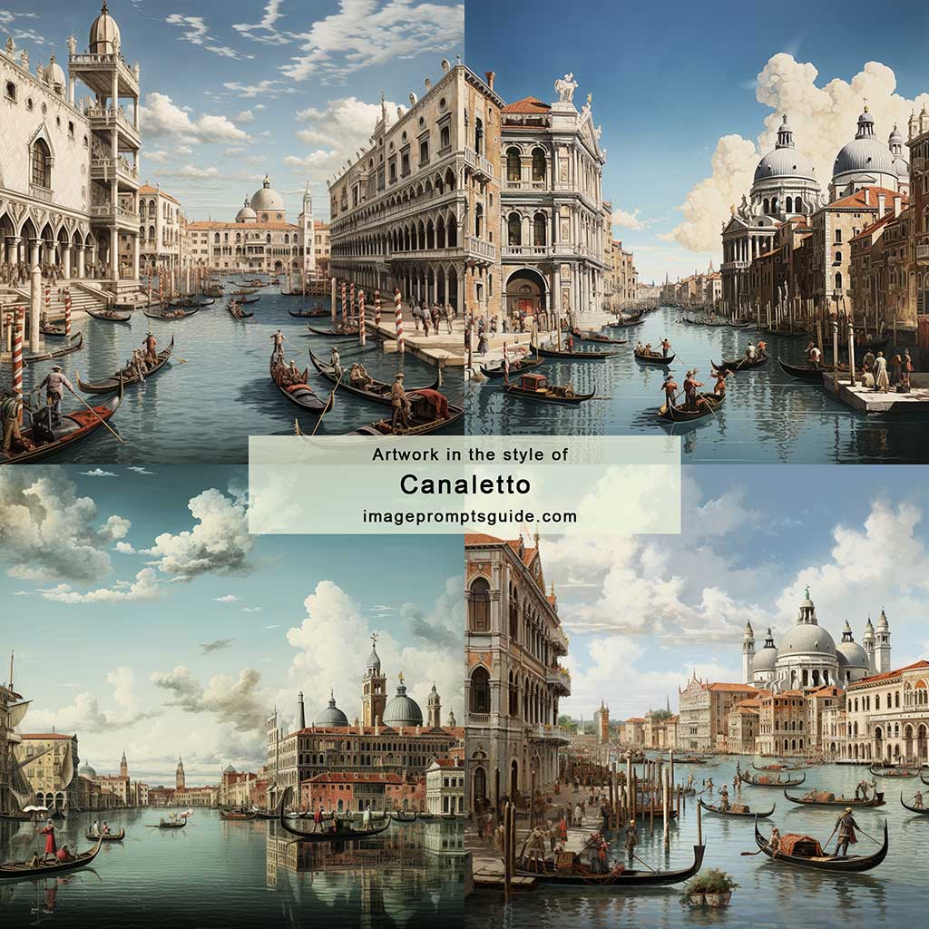 Artwork in the style of Antonio Canaletto (Midjourney V5.2)