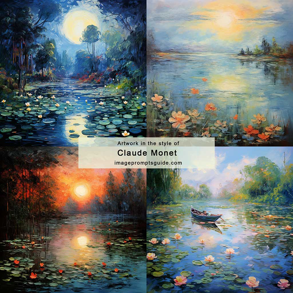 Artwork in the style of Claude Monet (Midjourney v5.2)