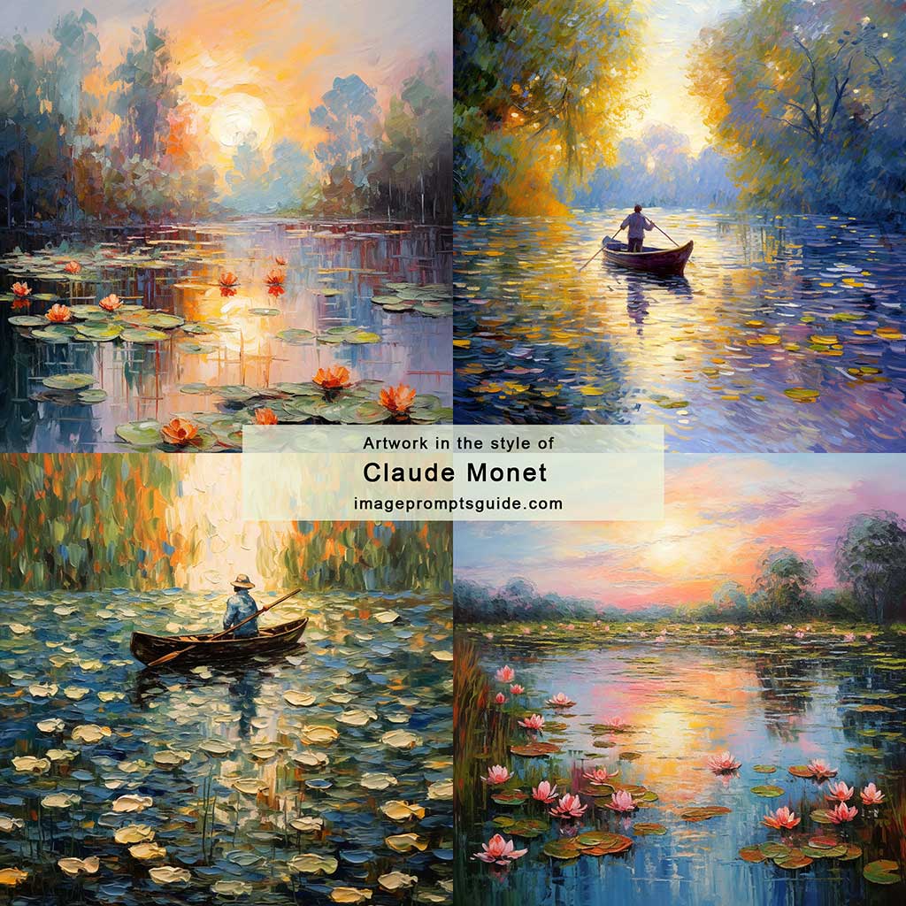 Artwork in the style of Claude Monet (Midjourney v5.2)