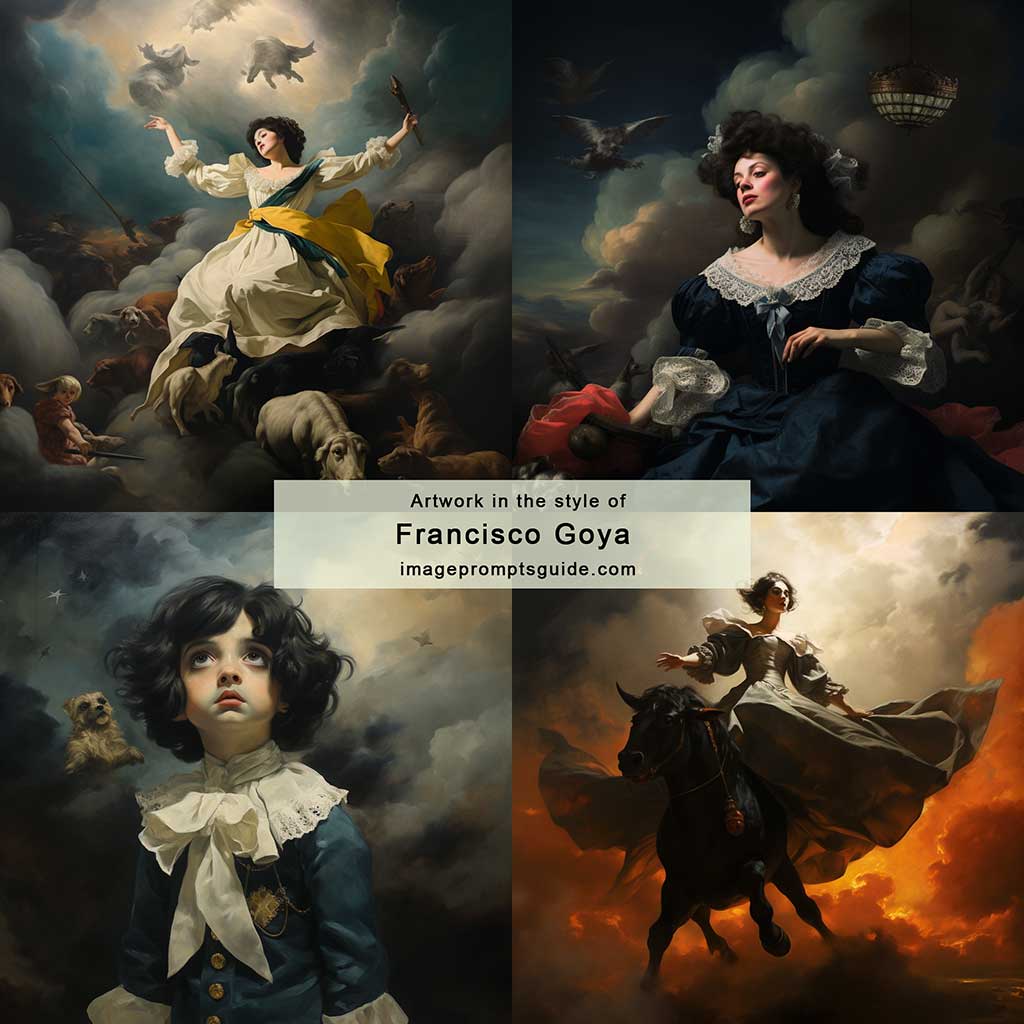 Artwork in the style of Francisco Goya (Midjourney v5.2)