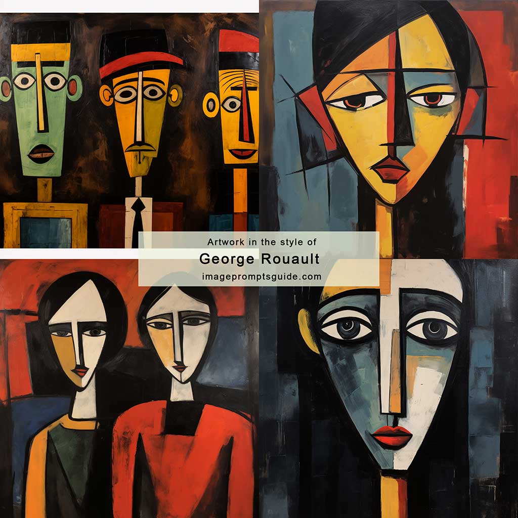 Artwork in the style of George Rouault (Midjourney v5.2)