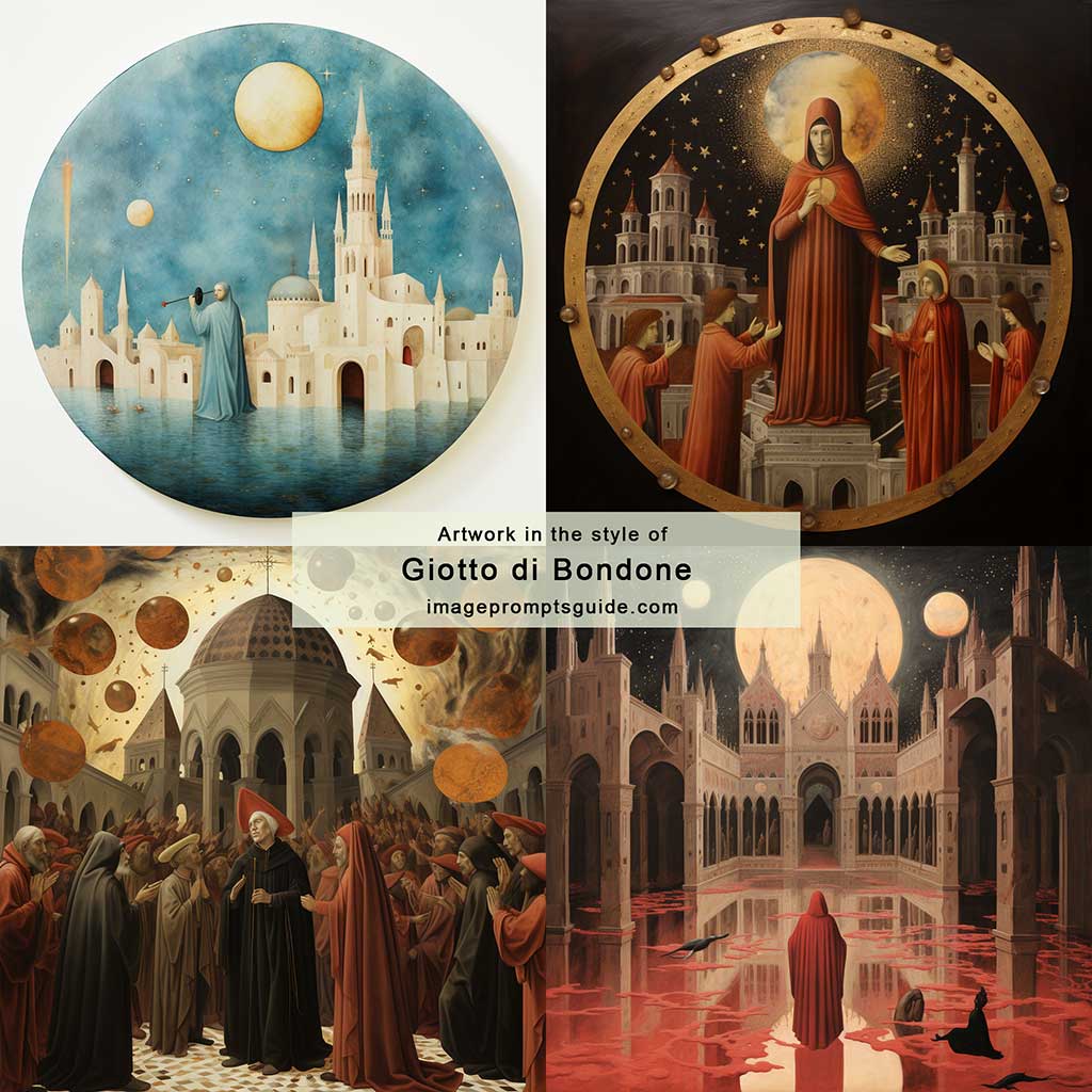 Artwork in the style of Giotto di Bondone (Midjourney V5.2)