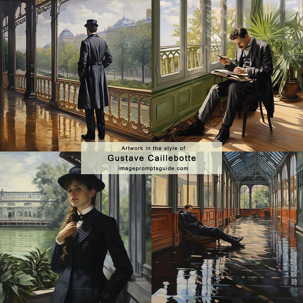 Artwork in the style of Gustave Caillebotte (Midjourney V5.2)