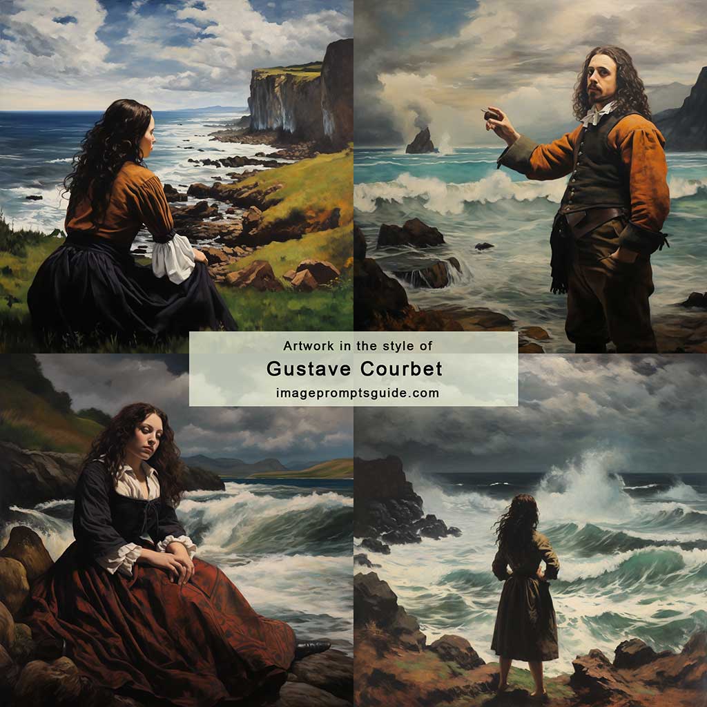 Artwork in the style of Gustave Courbet (Midjourney V5.2)