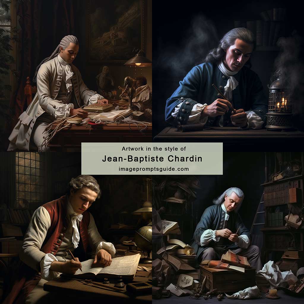 Artwork in the style of Jean-Baptiste Chardin (Midjourney V5.2)