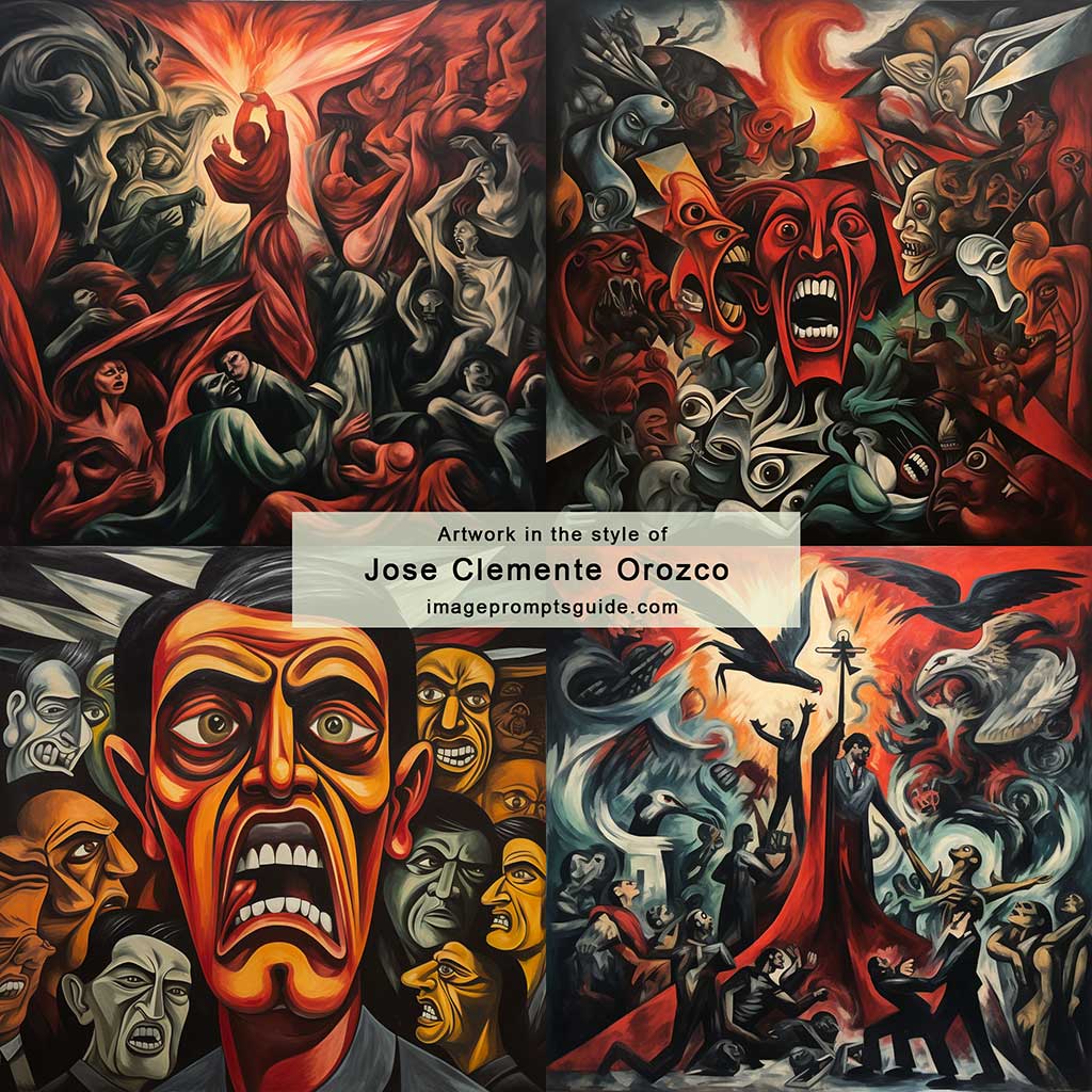 Artwork in the style of José Clemente Orozco