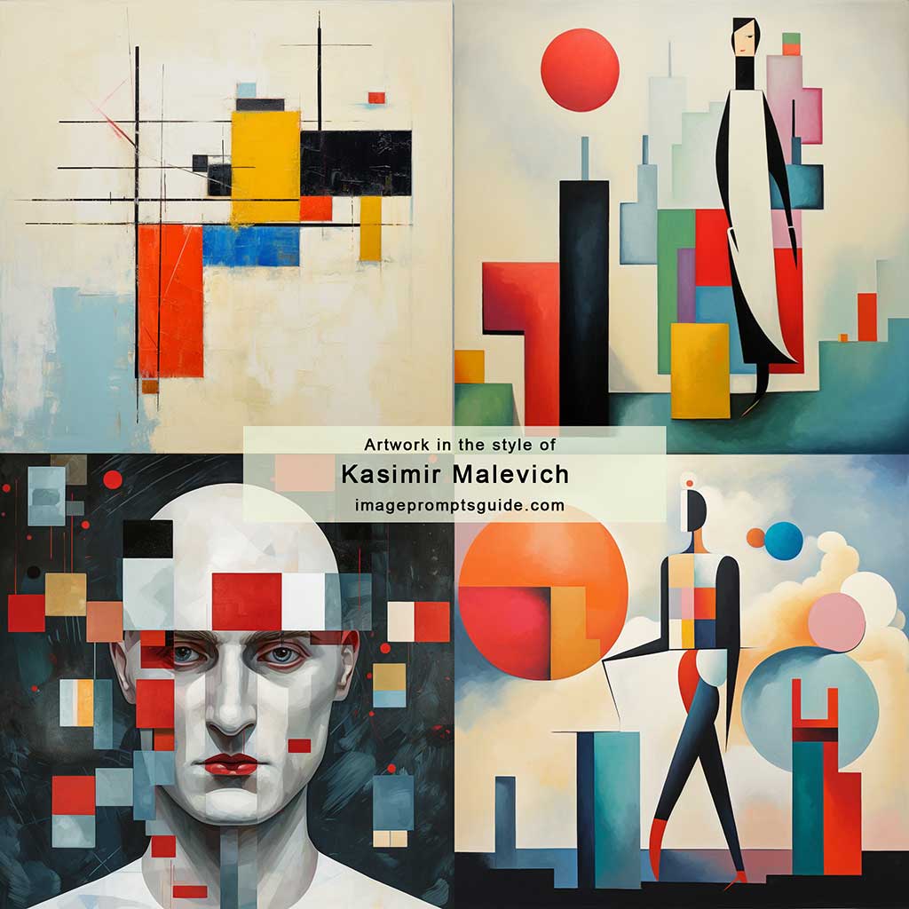 Artwork in the style of Kasimir Malevich (Midjourney v5.2)