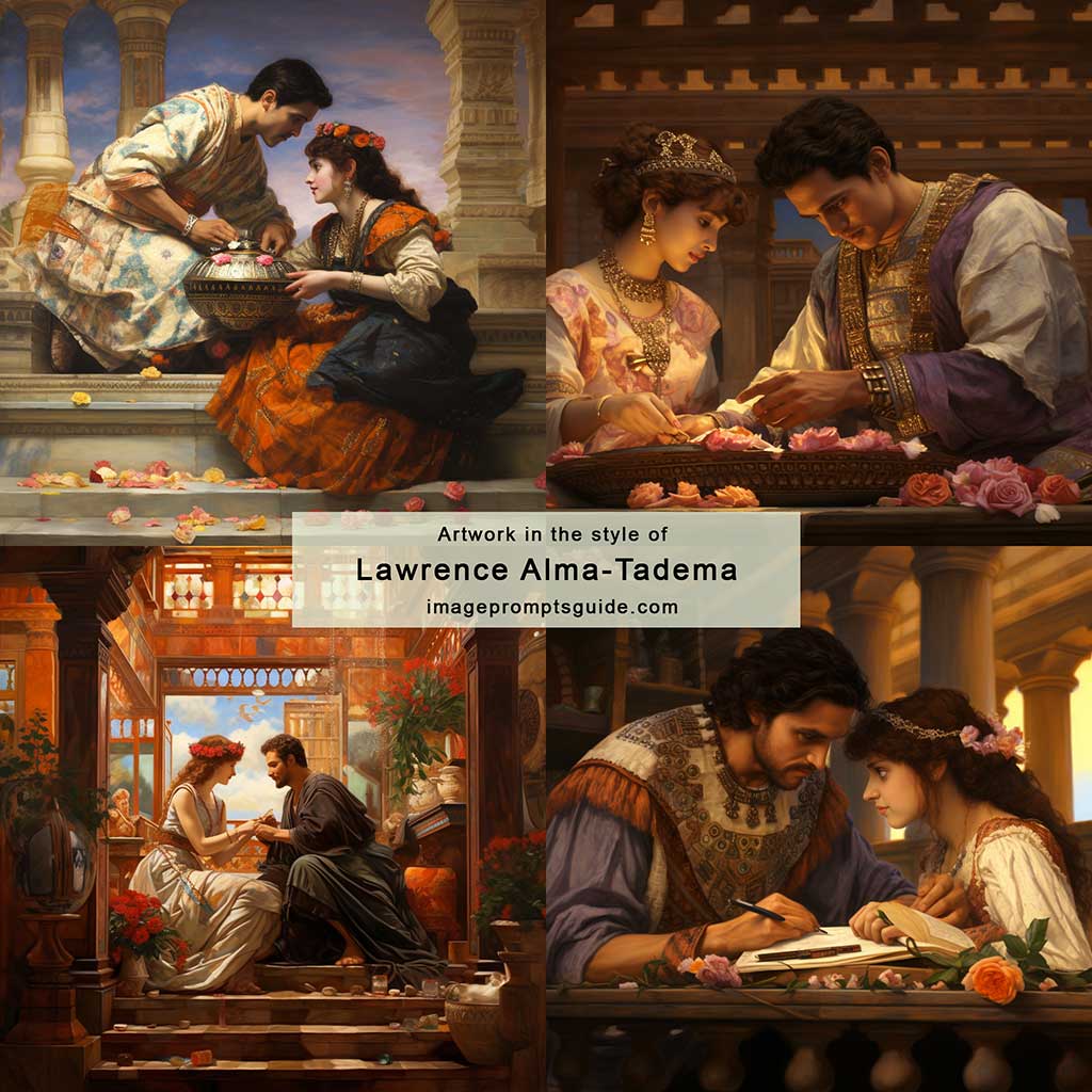 Artwork in the style of Lawrence Alma-Tadema (Midjourney v5.2)