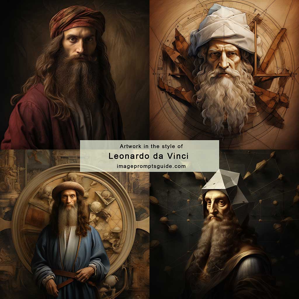 Artwork in the style of Leonardo Da Vinci (Midjourney V5.2)