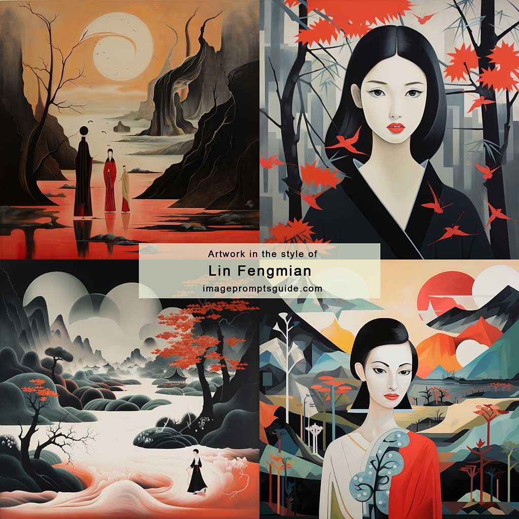 Artwork in the style of Lin Fengmian (Midjourney V5.2)