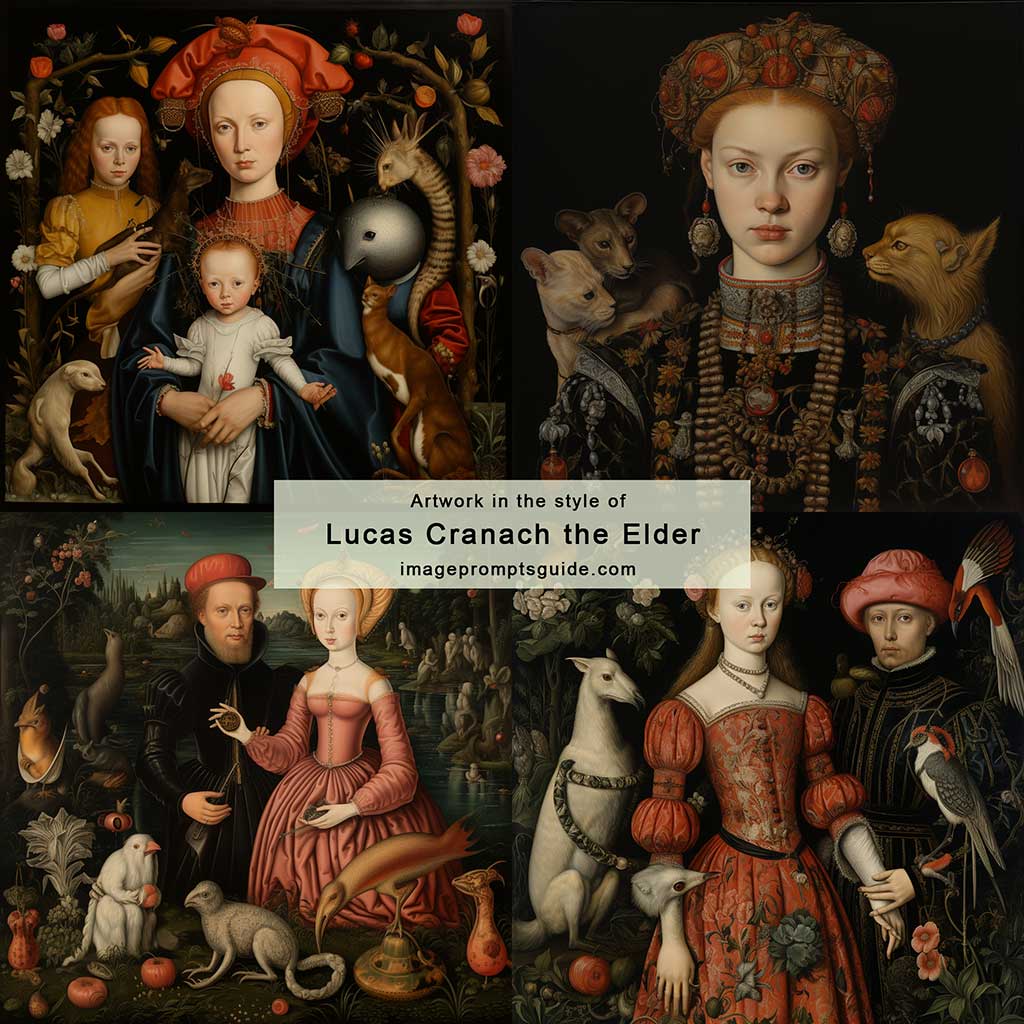 Artwork in the style of Lucas Cranach the Elder (Midjourney v5.2)