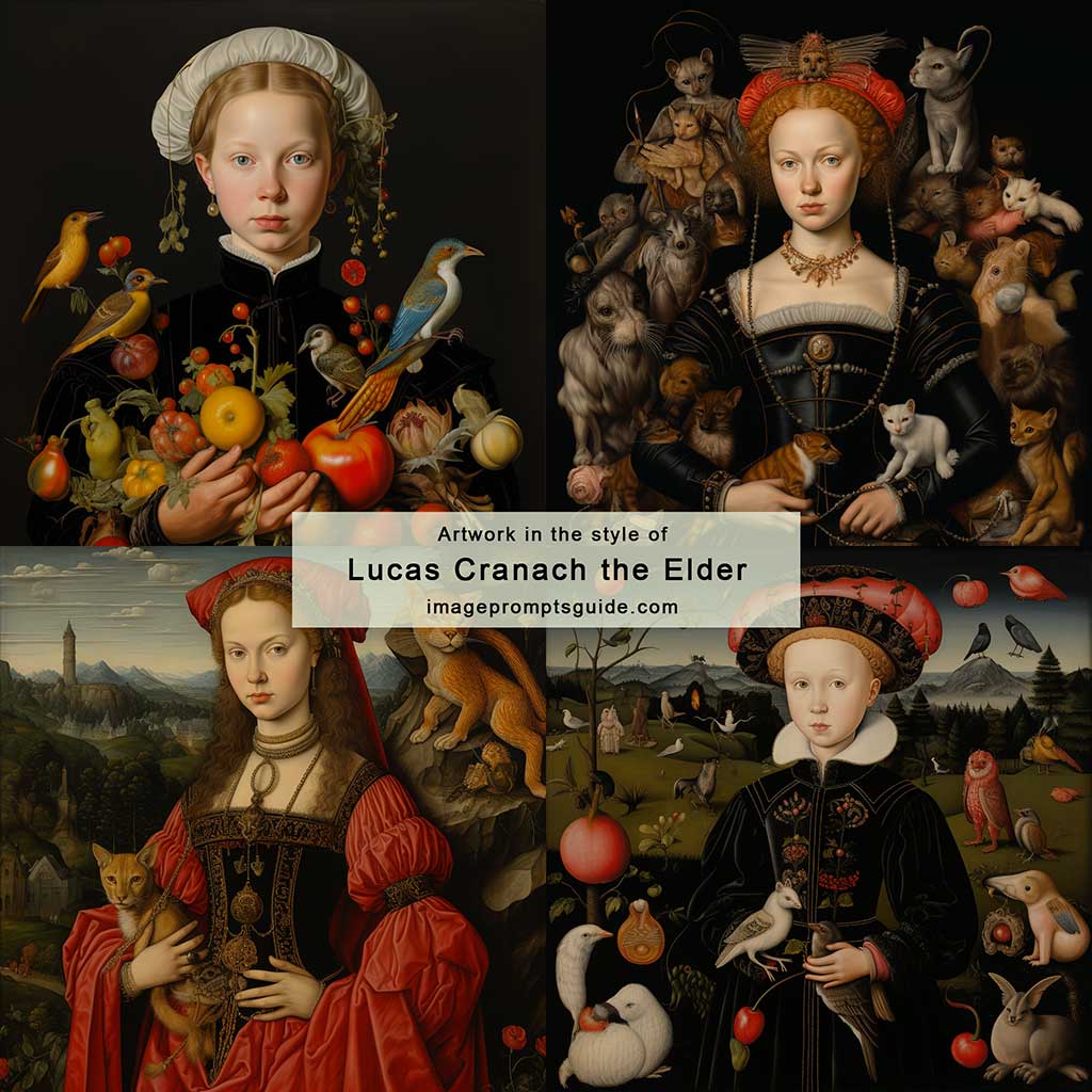 Artwork in the style of Lucas Cranach the Elder (Midjourney v5.2)