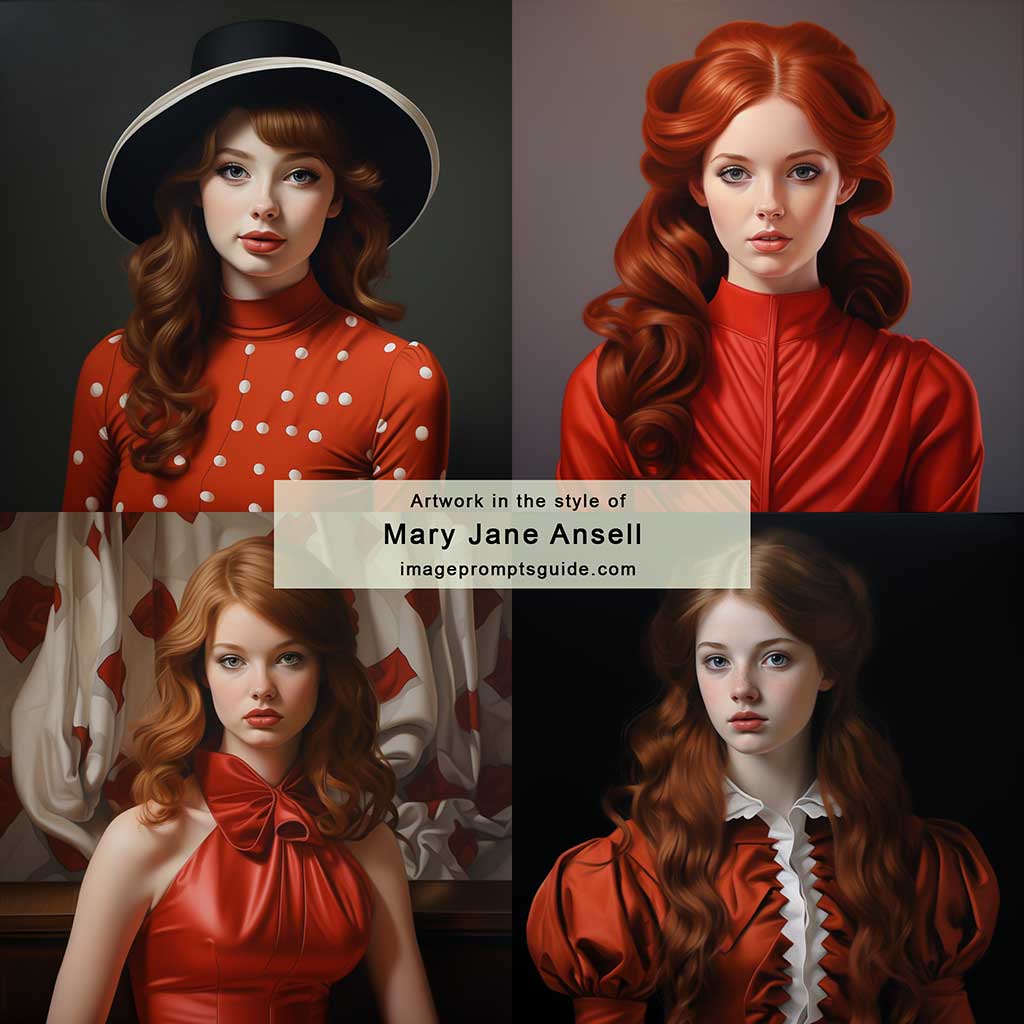 Artwork in the style of Mary Jane Ansell (Midjourney v5.2)