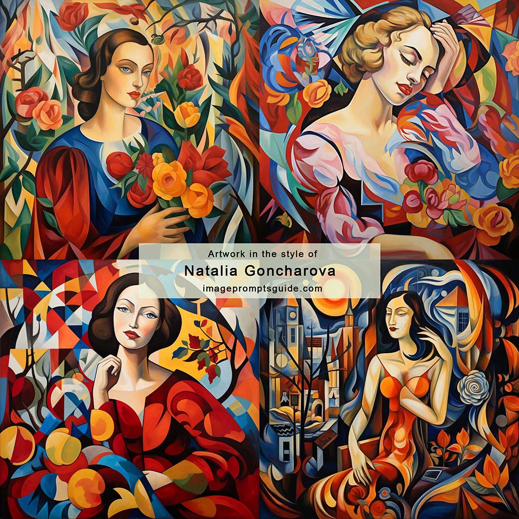 Artwork in the style of Natalia Goncharova (Midjourney v5.2)
