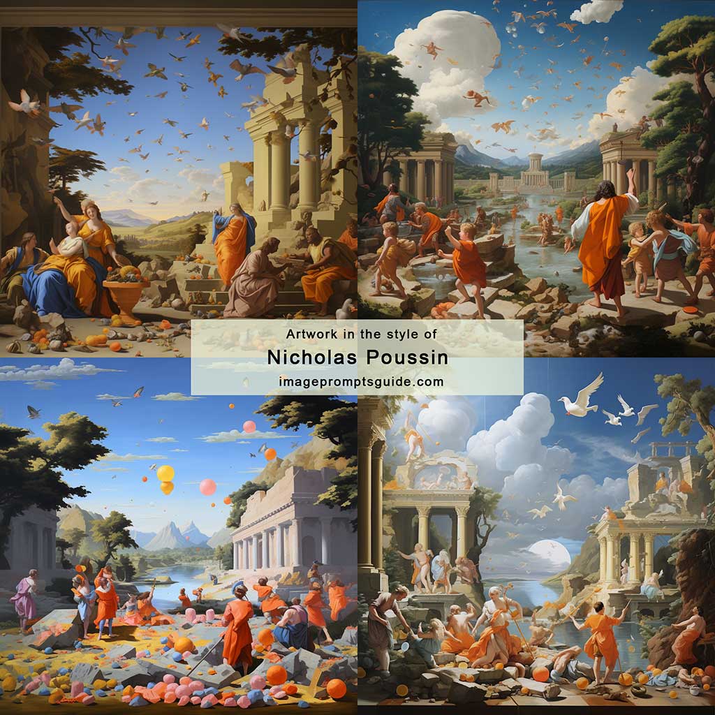 Artwork in the style of Nicholas Poussin (Midjourney v5.2)