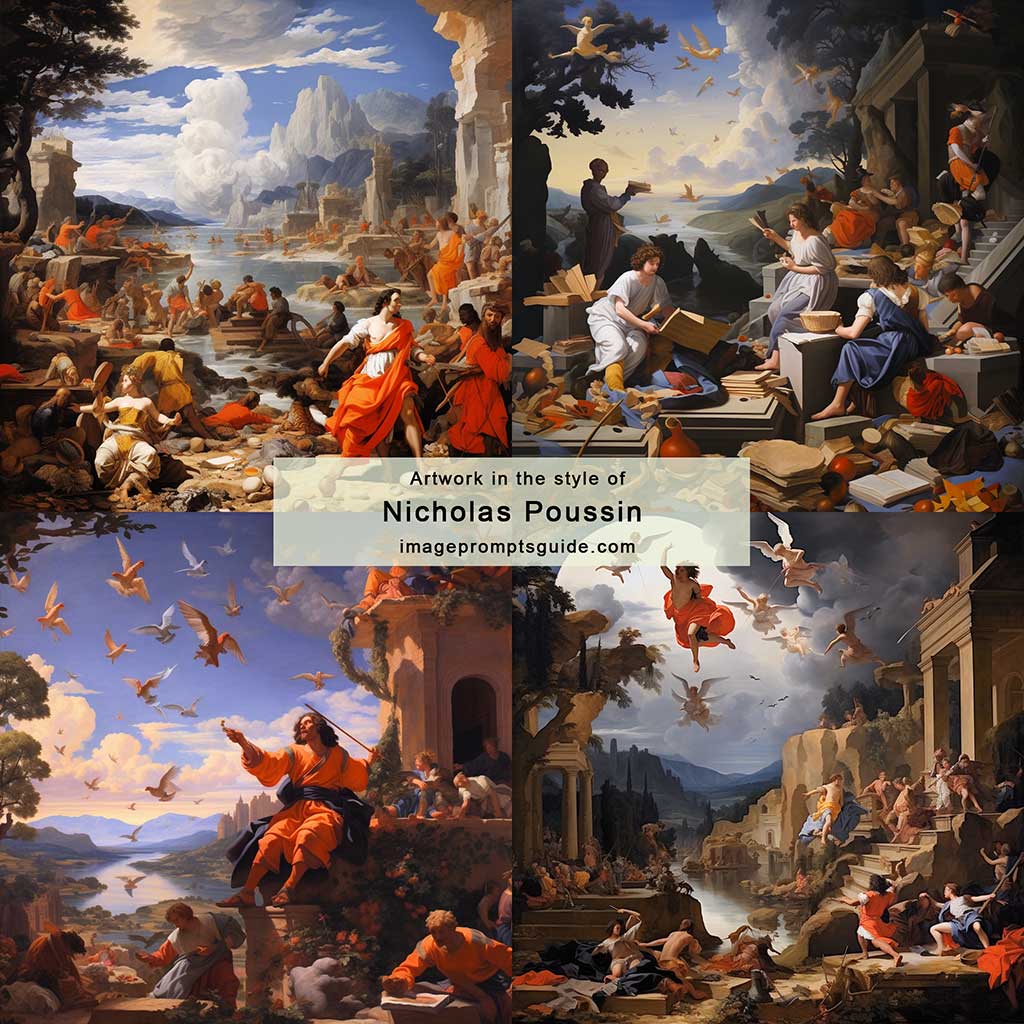 Artwork in the style of Nicholas Poussin (Midjourney v5.2)