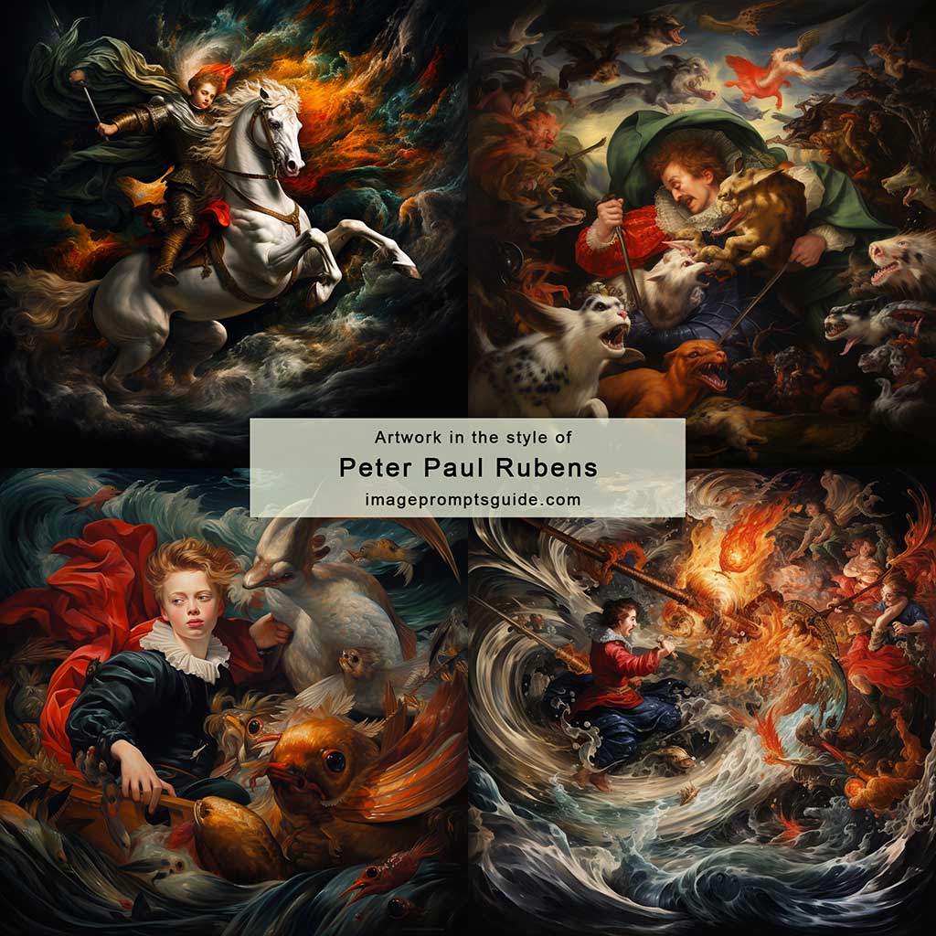 Artwork in the style of Peter Paul Rubens (Midjourney v5.2)