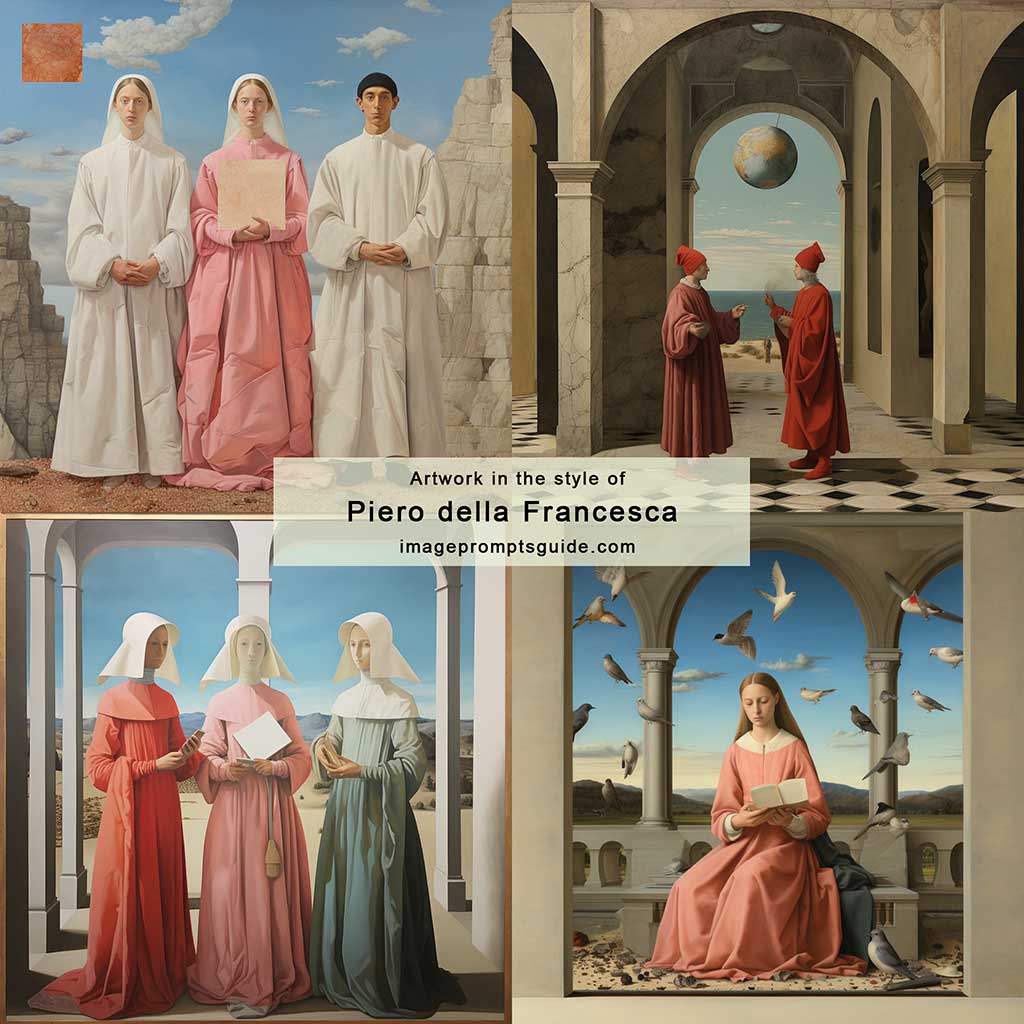 Artwork in the style of Piero della Francesca (Midjourney v5.2)