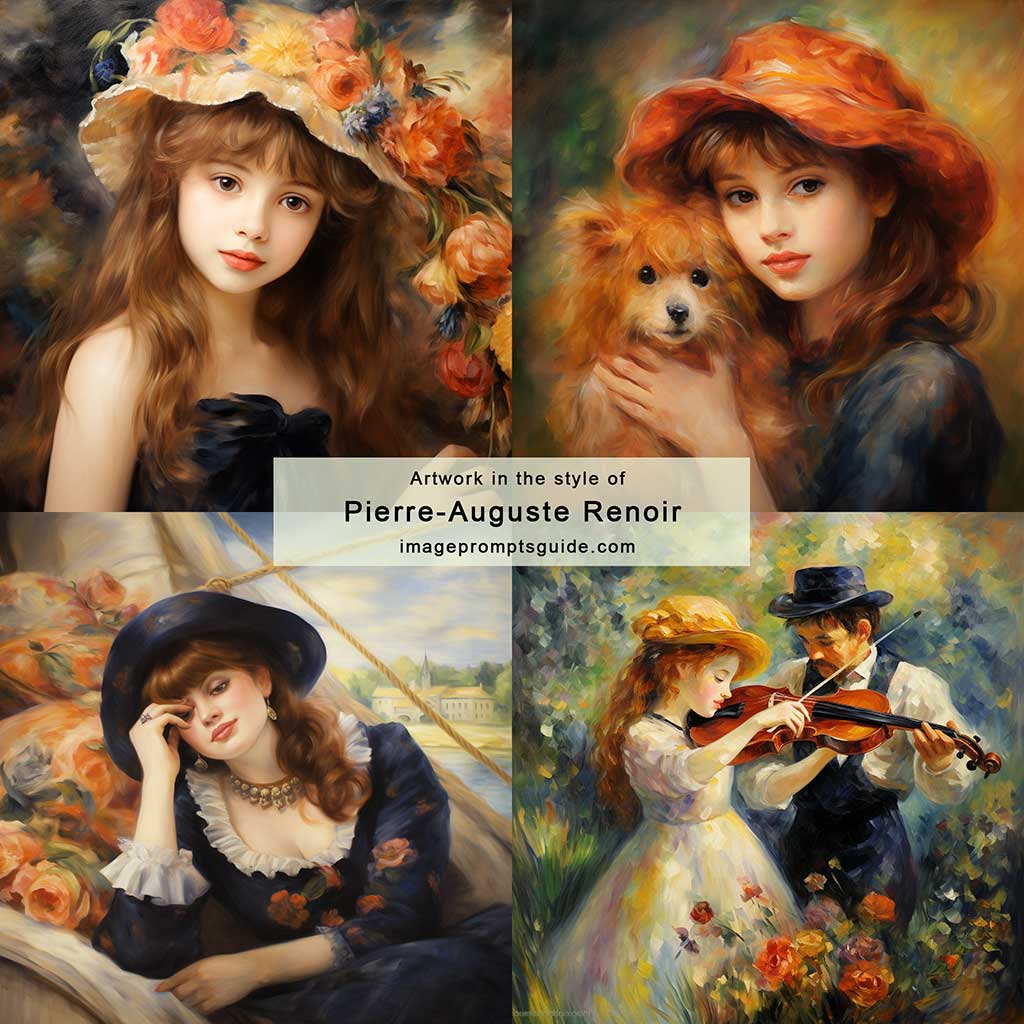 Artwork in the style of Pierre-Auguste Renoir (Midjourney v5.2)