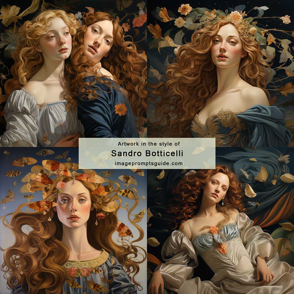Artwork in the style of Sandro Botticelli (Midjourney V5.2)
