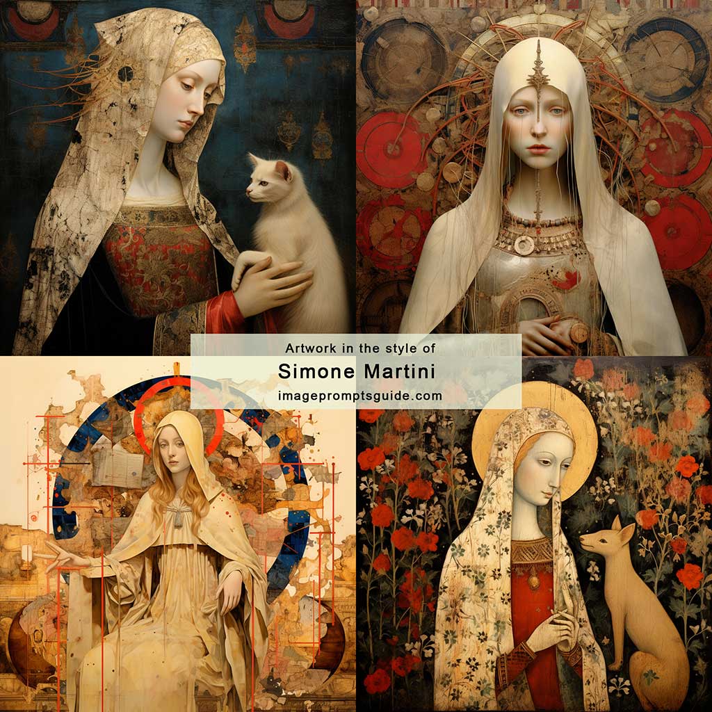 Artwork in the style of Simone Martini (Midjourney v5.2)