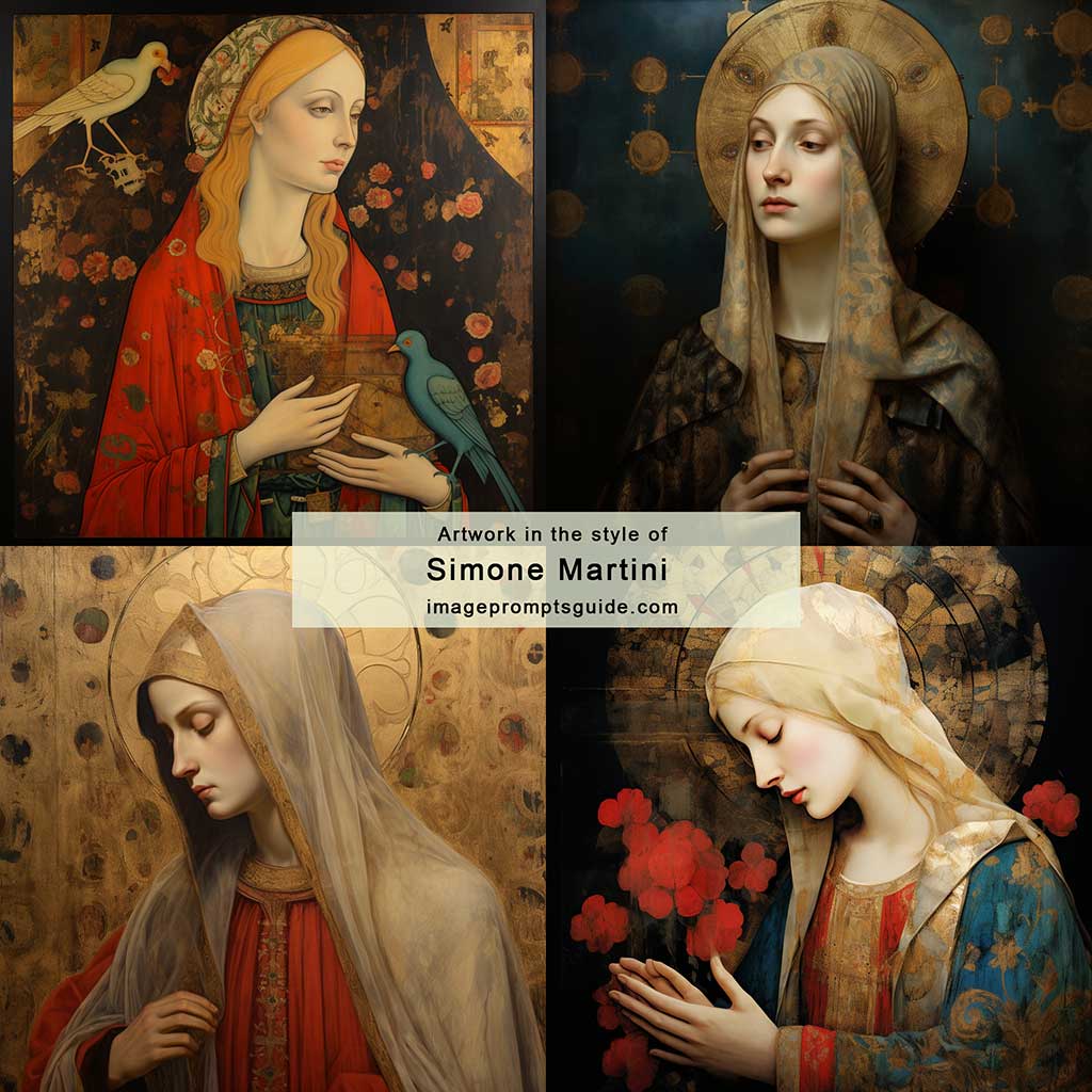 Artwork in the style of Simone Martini (Midjourney v5.2)