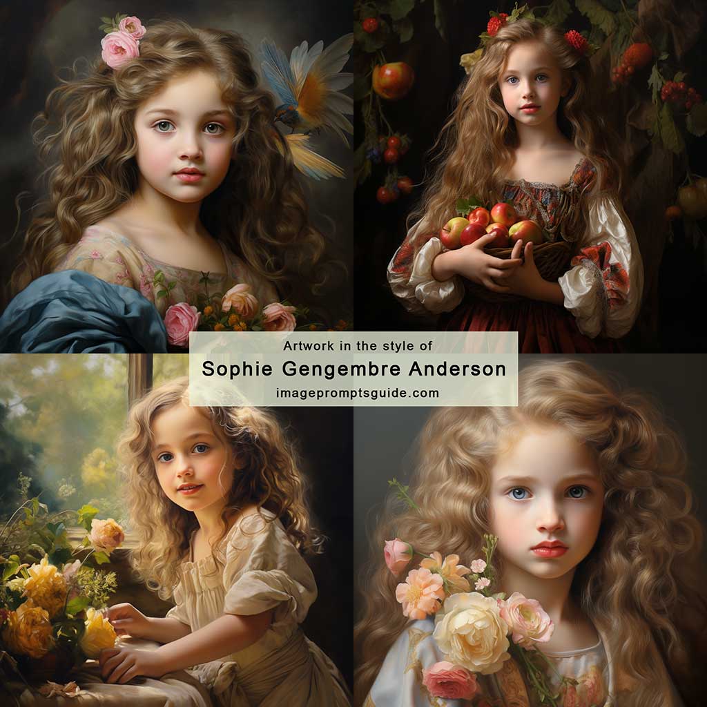 Artwork in the style of Sophie Gengembre Anderson (Midjourney v5.2)