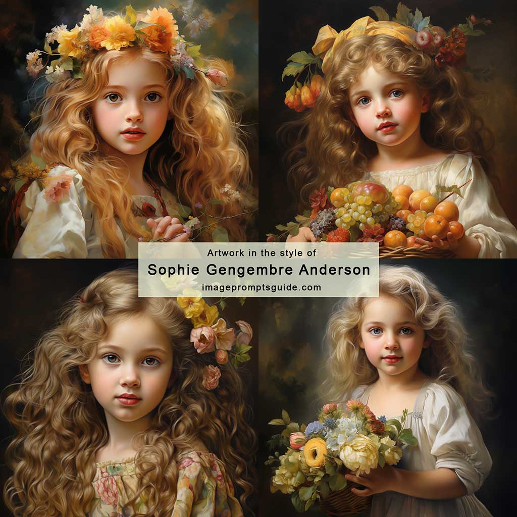 Artwork in the style of Sophie Gengembre Anderson (Midjourney v5.2)