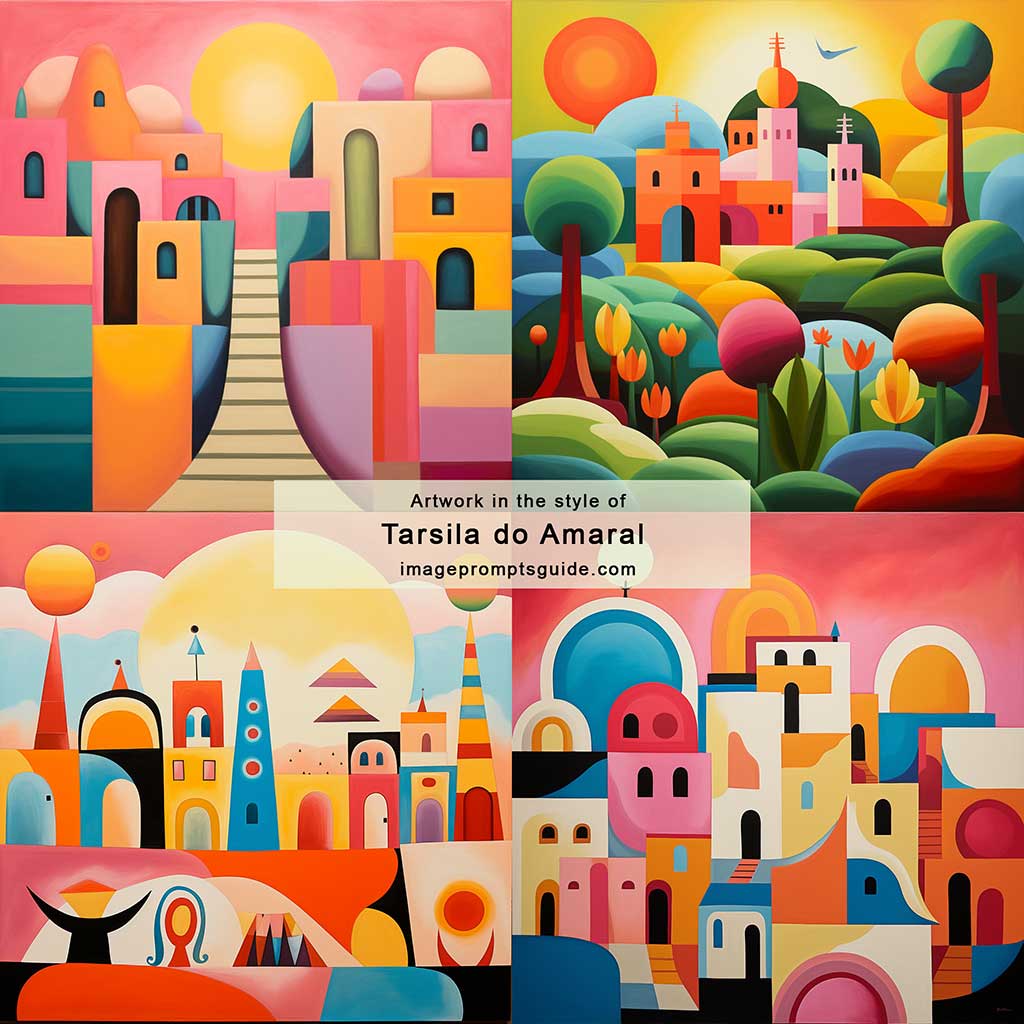 Artwork in the style of Tarsila do Amaral (Midjourney V5.2)