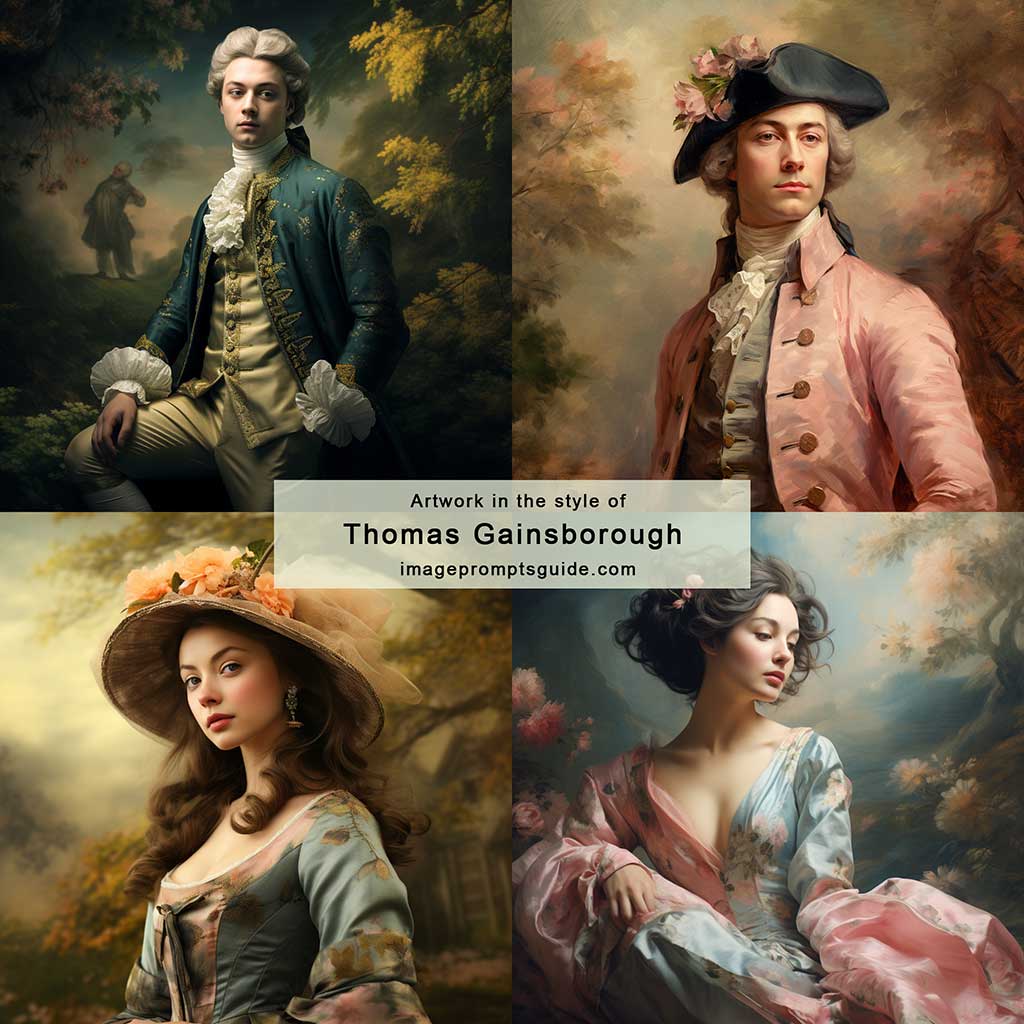 Artwork in the style of Thomas Gainsborough (Midjourney v5.2)