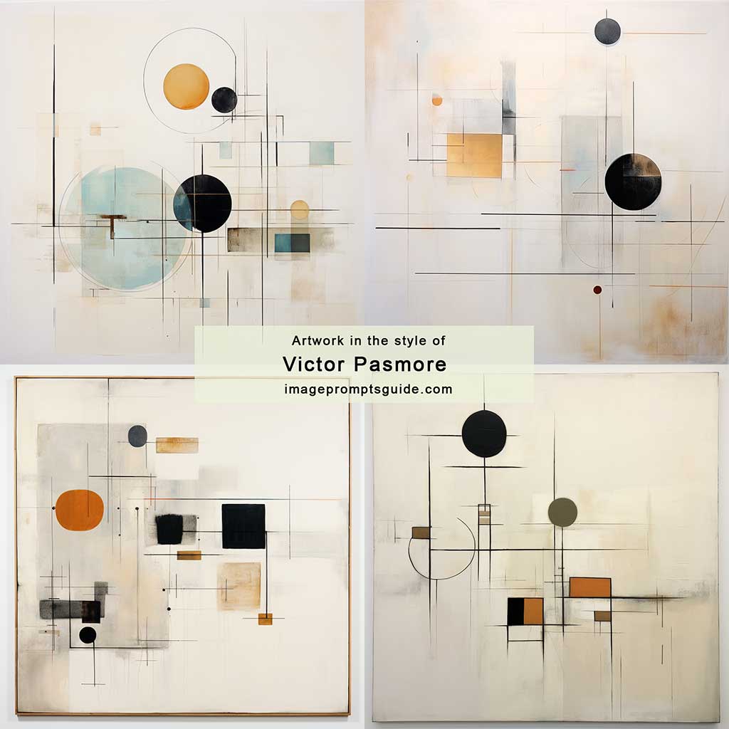 Artwork in the style of Victor Pasmore (Midjourney v5.2)