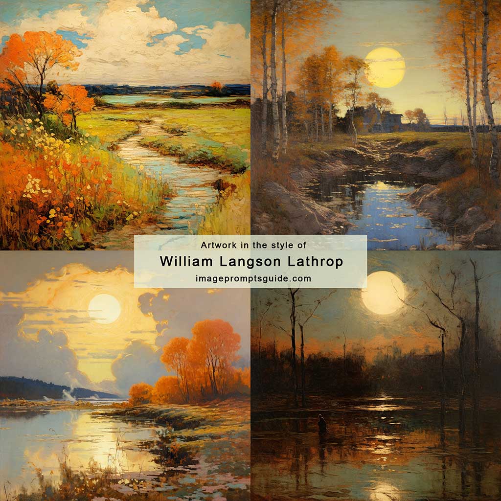 Artwork in the style of William Langson Lathrop (Midjourney v5.2)