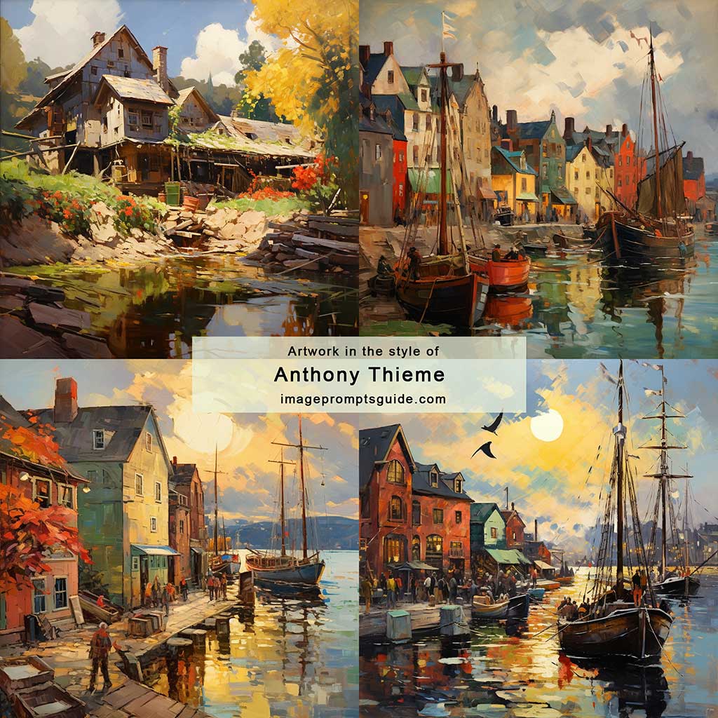 Artwork in the style of Anthony Thieme (Midjourney v5.2)