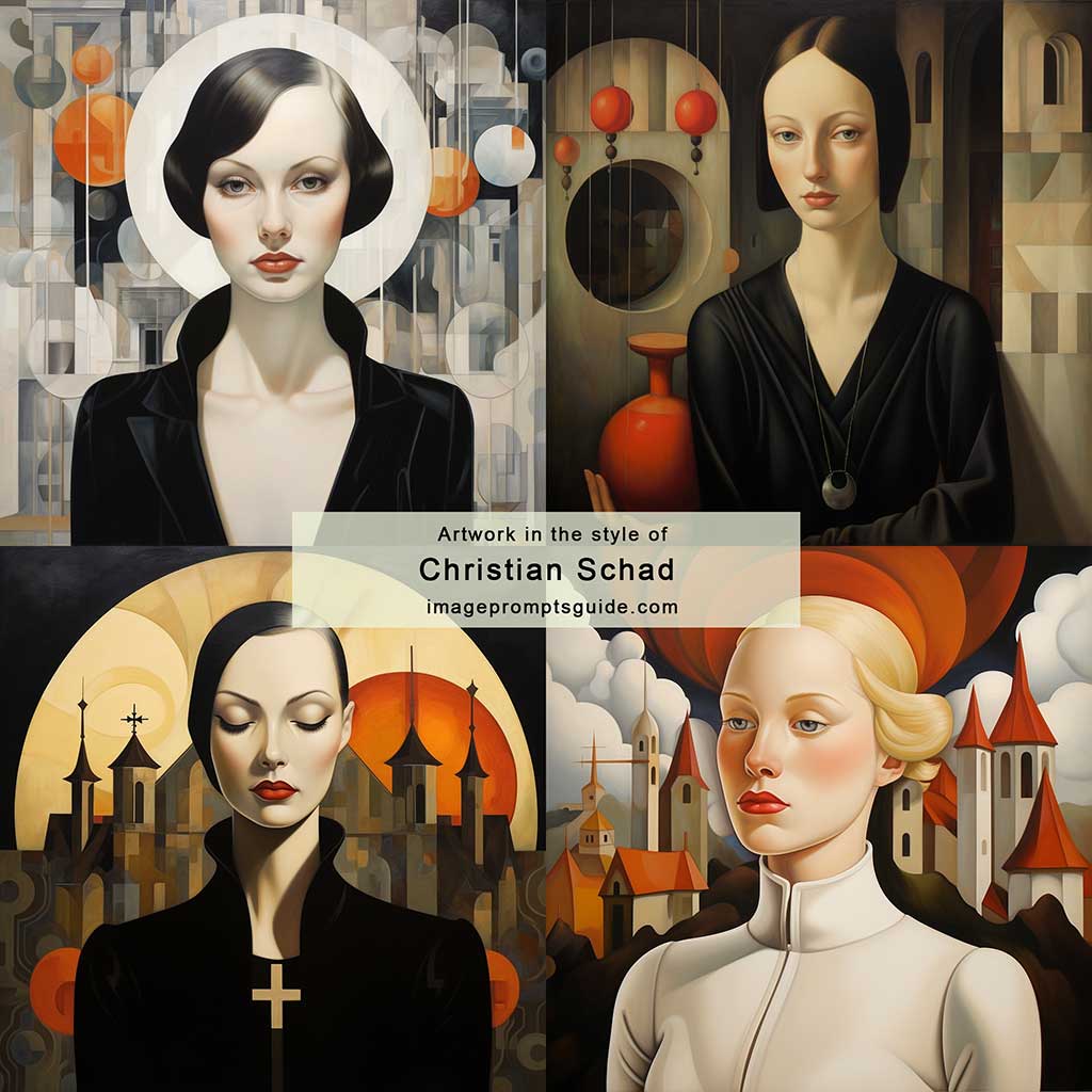 Artwork in the style of Christian Schad (Midjourney v5.2)