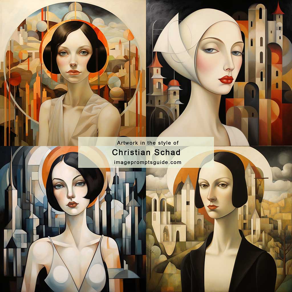 Artwork in the style of Christian Schad (Midjourney v5.2)
