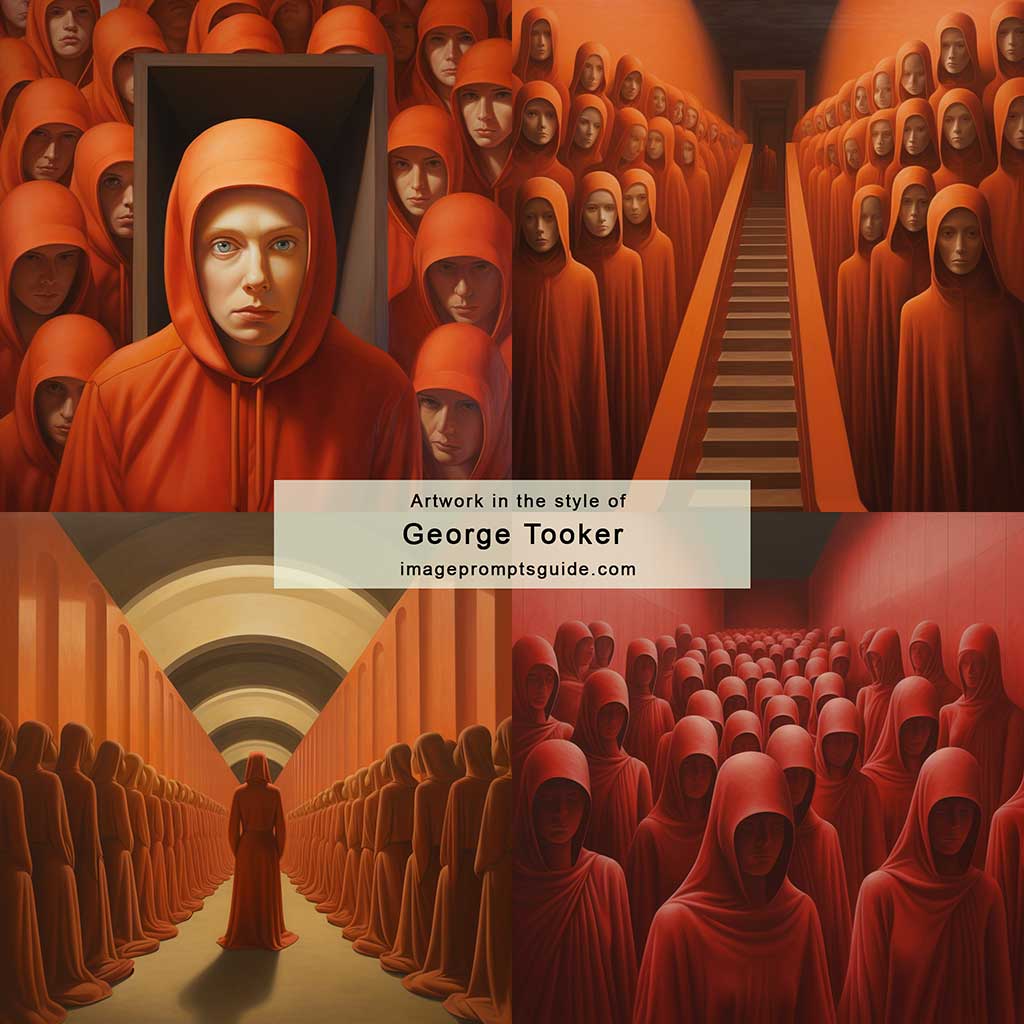 Artwork in the style of George Tooker (Midjourney v5.2)