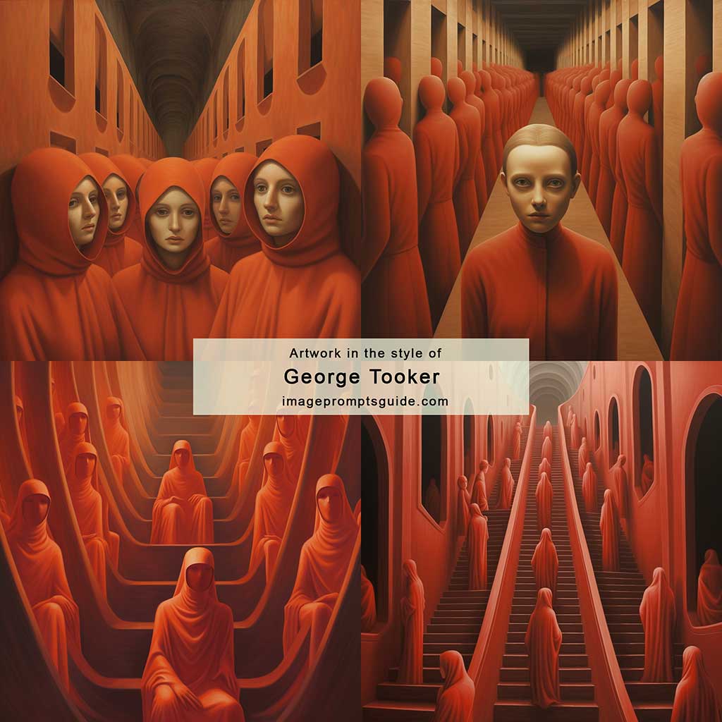 Artwork in the style of George Tooker (Midjourney v5.2)