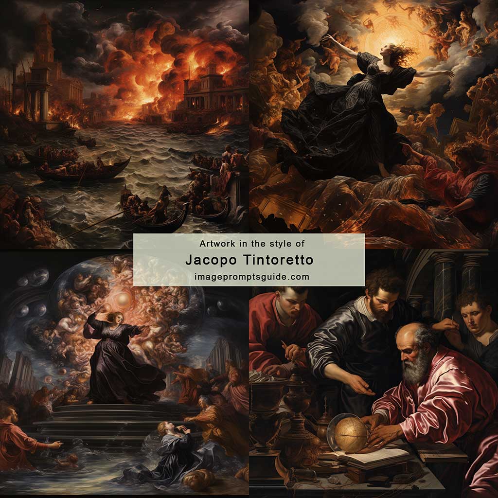 Artwork in the style of Jacopo Tintoretto (Midjourney v5.2)