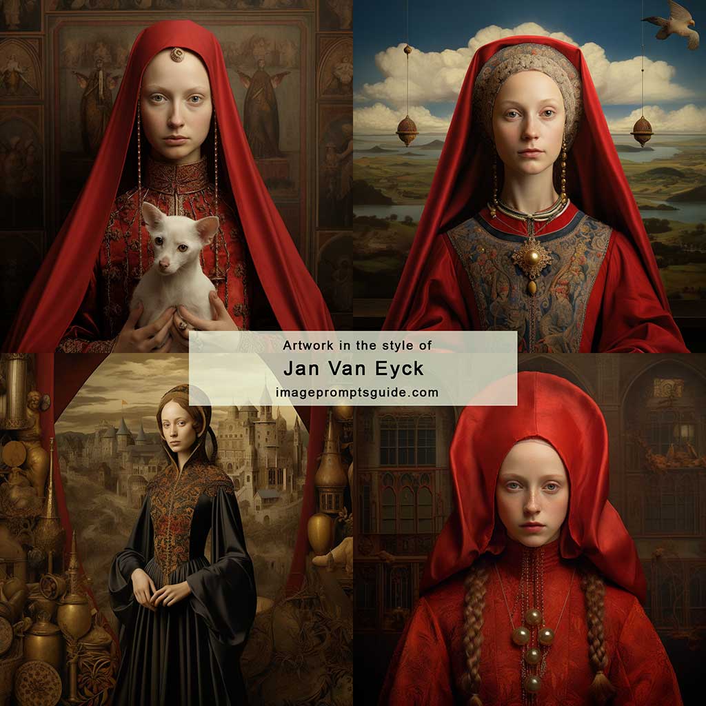 Artwork in the style of Jan Van Eyck (Midjourney v5.2)
