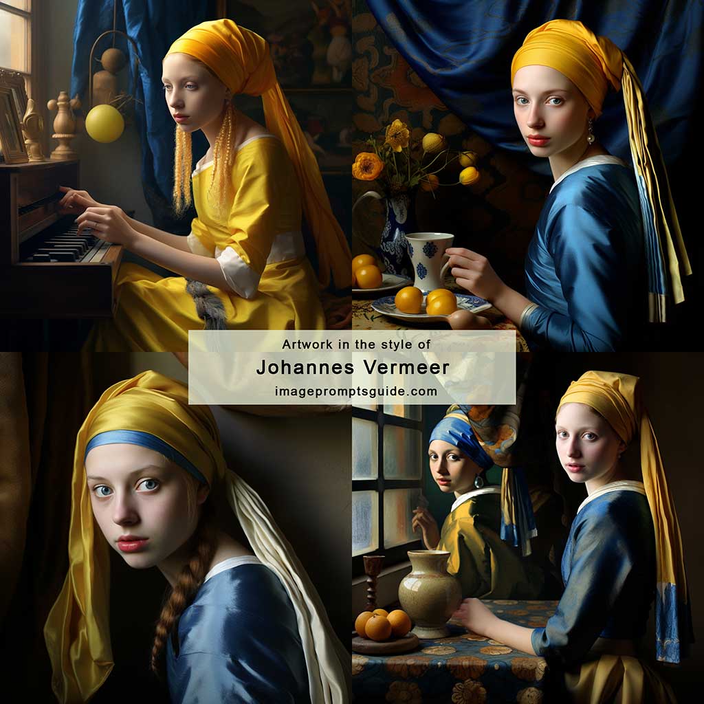 Artwork in the style of Johannes Vermeer (Midjourney v5.2)
