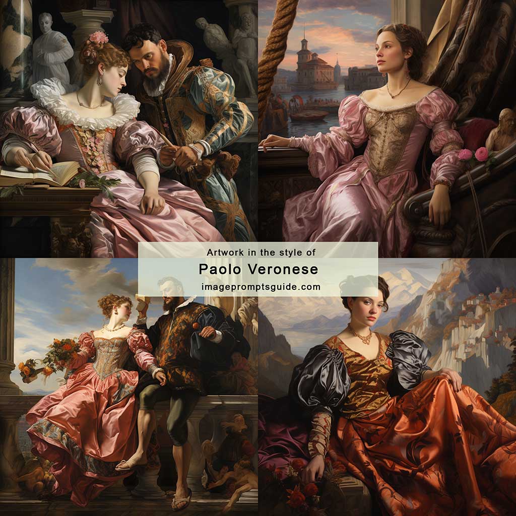Artwork in the style of Paolo Veronese (Midjourney v5.2)