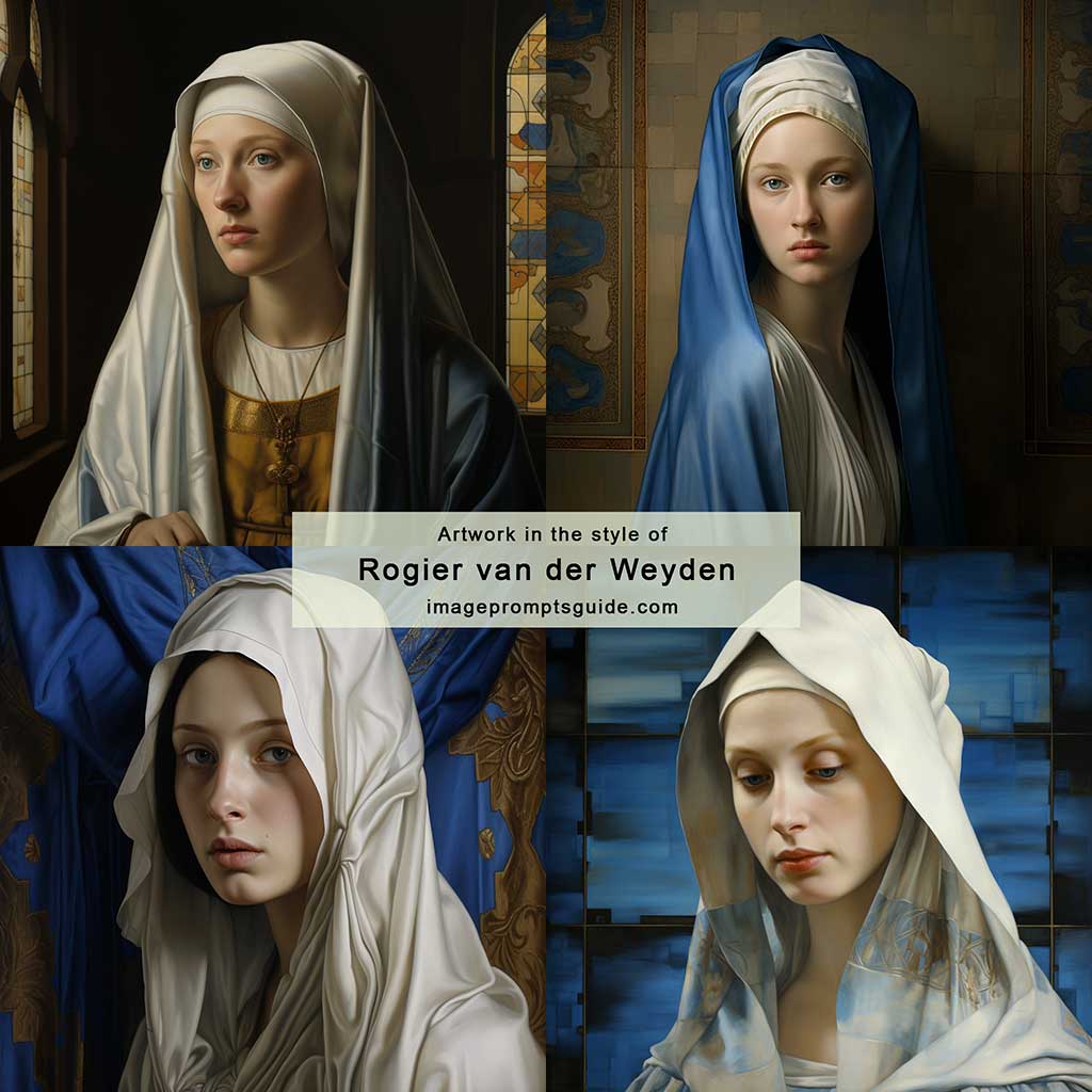 Artwork in the style of Rogier Van Der Weyden (Midjourney v5.2)